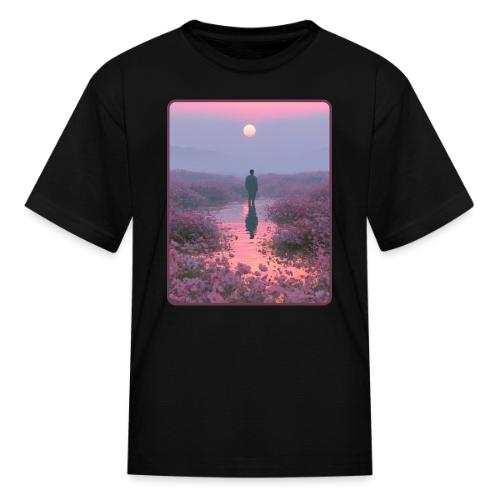 Ethereal Sunset Flower Field Art - Kid's T-Shirt