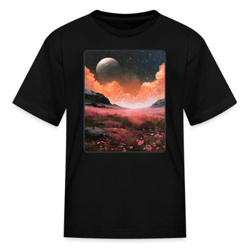 Moonlit Fantasy Flower Landscape - Kid's T-Shirt
