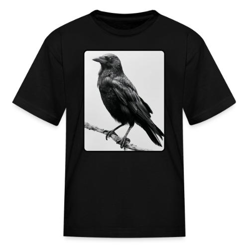 Raven Black and White Art Design - Kid's T-Shirt