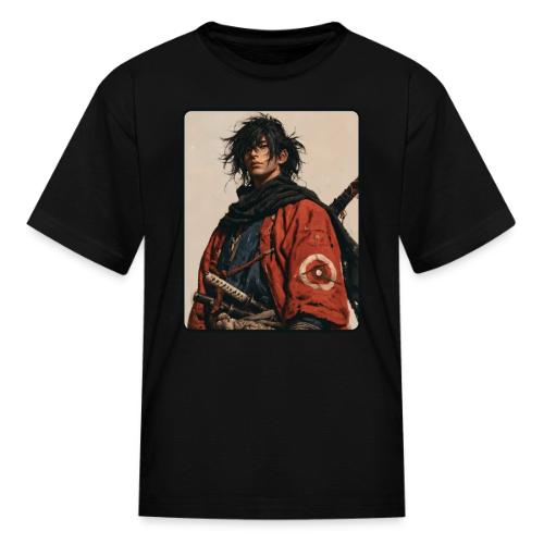 Young Samurai Warrior Portrait - Kid's T-Shirt