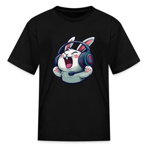 Gamer Bunny Headset Cartoon Design - Kid's T-Shirt