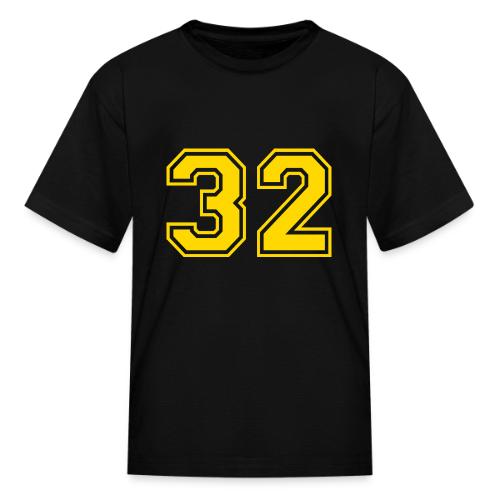 Number 32 in a classic athletic collegiate font - Kid's T-Shirt