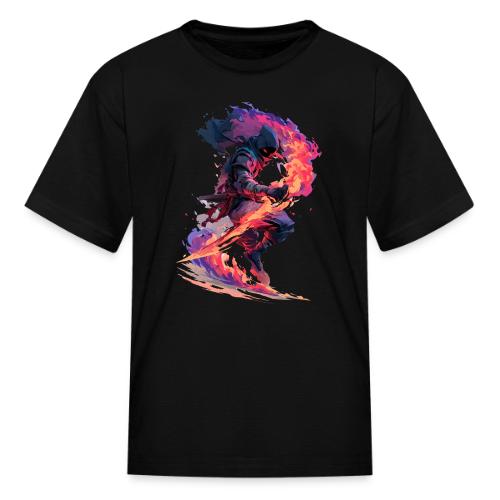 Flaming Ninja Warrior Fantasy Design - Kid's T-Shirt