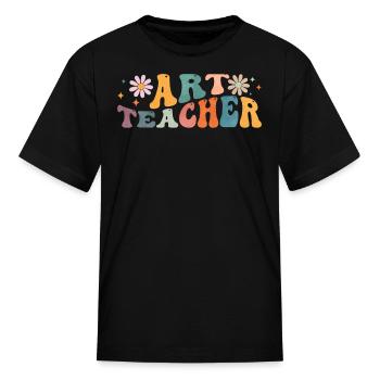 Groovy Art Teacher Artist Artistic Teaching - Kid's T-Shirt - black - Front