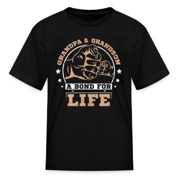 Grandpa and grandson A bond for life - Kid's T-Shirt - black - Front