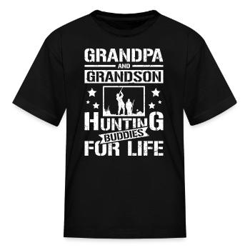 Grandpa and grandson hunting buddies - Kid's T-Shirt - black - Front