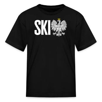 Polish Eagle Shirt, Ski Polish Surname Poland - Kid's T-Shirt - black - Front