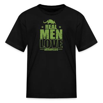 Real Men Love Armadillos Mammal Desert - Kid's T-Shirt - black - Front