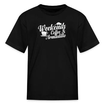 Weekends Coffee and Armadillo Mammal - Kid's T-Shirt - black - Front
