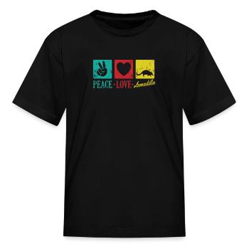 Peace Love Armadillo Mammal USA - Kid's T-Shirt - black - Front