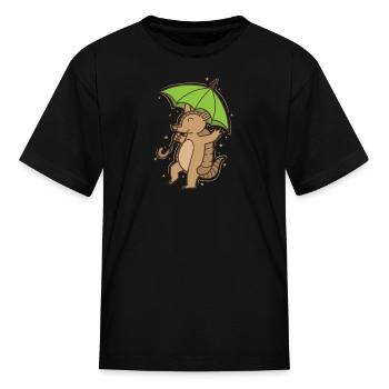 Armadillo with Umbrella Mammal Desert - Kid's T-Shirt - black - Front