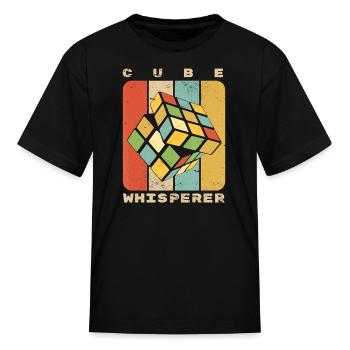 Puzzle Cube Whisperer Vintage Speed Cubing - Kid's T-Shirt - black - Front