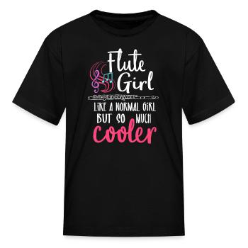 Flute Girl Flute Player Flutist Marching Band - Kid's T-Shirt - black - Front