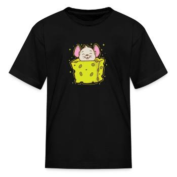 Mouse in Cheese Pet Cheese Mammal - Kid's T-Shirt - black - Front