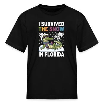 I Survived the Snow in Florida Alligator Snowfall - Kid's T-Shirt - black - Front