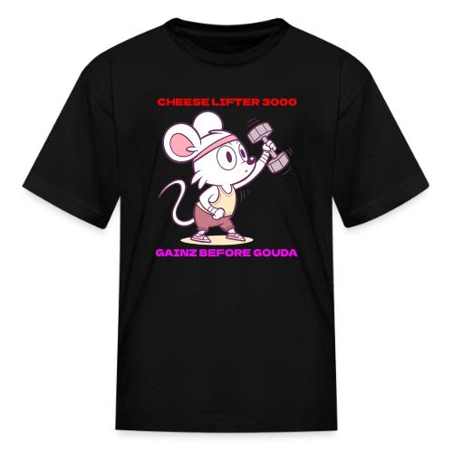 Cheese Lifter 3000 | Funny Gym Rat Mouse tshirt - Kid's T-Shirt