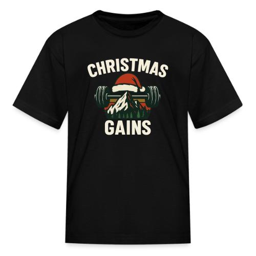 Christmas Gains – Santa Barbell Power - Kid's T-Shirt