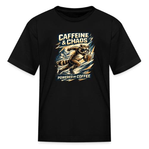 Funny Caffeine Chaos Raccoon Coffee Lover Morning - Kid's T-Shirt