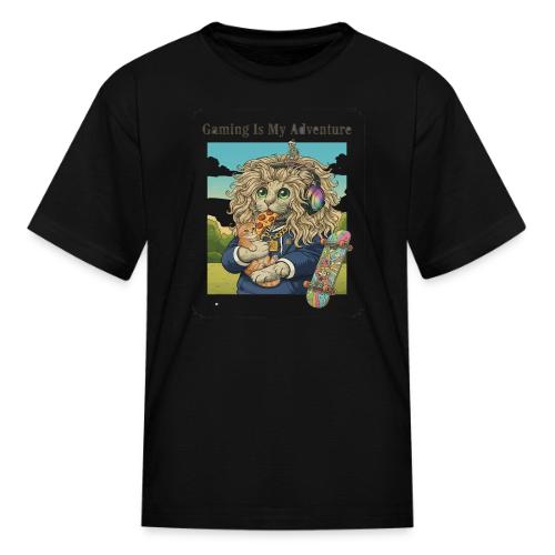 Gaming Cat Adventure: Pizza & Skates - Kid's T-Shirt
