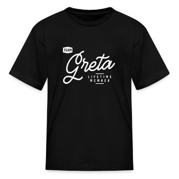 Team Greta Lifetime Member Personalized Name - Kid's T-Shirt - black - Front