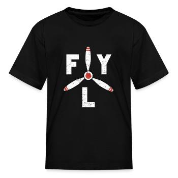 Fly Propeller Aircraft Aviation - Kid's T-Shirt - black - Front