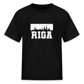 Riga Latvia Skyline - Kid's T-Shirt - black - Front
