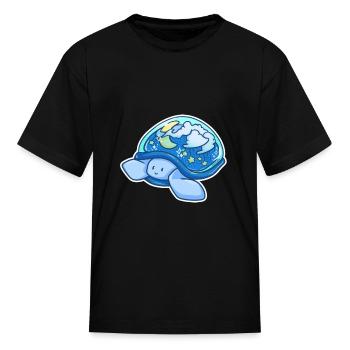 Turtle cloud star moon sky kid gift - Kid's T-Shirt - black - Front