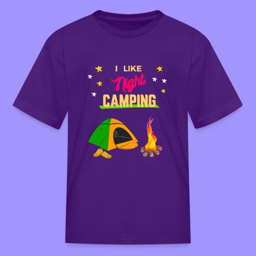 Night Camping - Tent and Campfire - Kid's T-Shirt