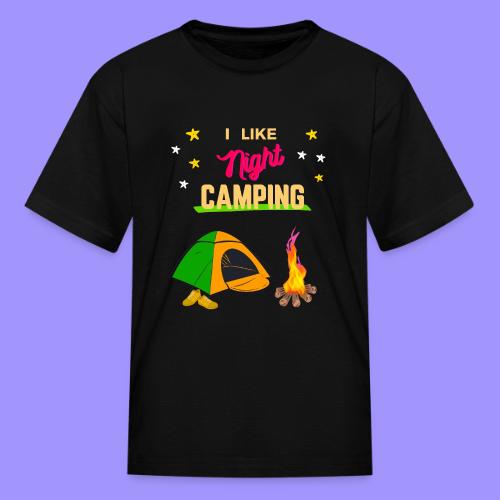 Night Camping - Tent and Campfire - Kid's T-Shirt