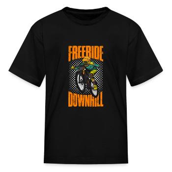 Freeride Downhill With Mountain Bike MTB - Kid's T-Shirt - black - Front