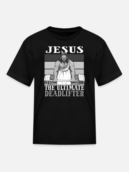Jesus weightlifting Funny Christian Workout Gym - Kid's T-Shirt - black