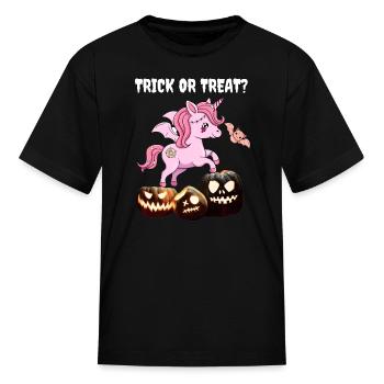 Halloween zombie unicorn pumkin trick or treat - Kid's T-Shirt - black - Front
