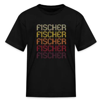 Retro Rainbow Fischer Surname Name - Kid's T-Shirt - black - Front
