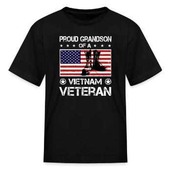 Proud Grandson Of A Vietnam Veteran TShirt - Kid's T-Shirt - black - Front