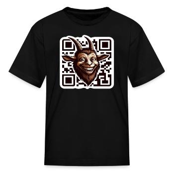 Qr Code Goat: Scan for Baaa-mazing Content! - Kid's T-Shirt - black - Front