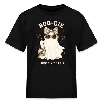 Boo-Gie Disco Nights Ghost with Bow & Sunglasses - Kid's T-Shirt - black - Front