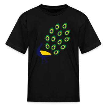 Dancing Peacock - Kid's T-Shirt - black - Front