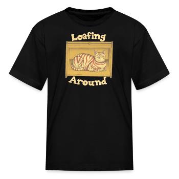 Loafing Around - Breadbox Cat - Kid's T-Shirt - black - Front