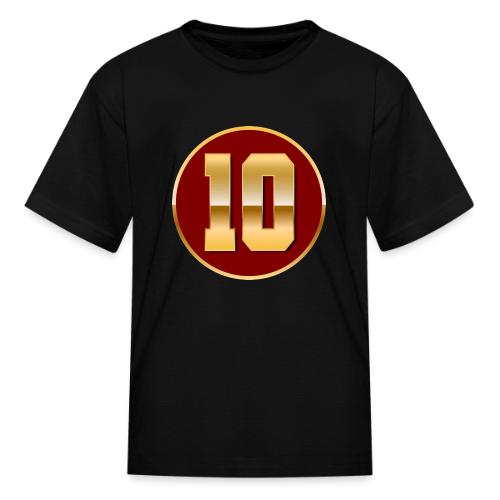 Number 10 in Gold Varsity Font - Kid's T-Shirt