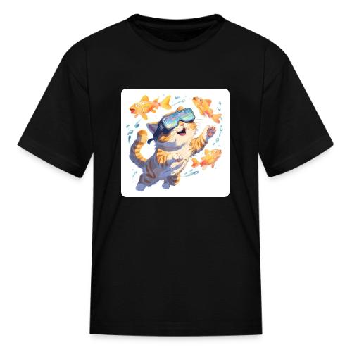 Cat: Neon Paws Adventure - Kid's T-Shirt