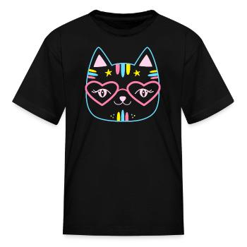 Lunettes Kawaii Cat Heart - T-shirt Enfant - noir - Devant