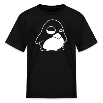 Grumpy Tux Linux Penguin Nerd - Kid's T-Shirt - black - Front