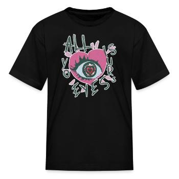 Heart Eye Motif with Neon Pink Accent - Kid's T-Shirt - black - Front