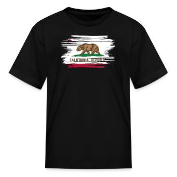 Distressed California Flag CA - Kid's T-Shirt - black - Front