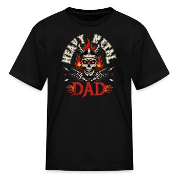 Heavy Metal Dad Skull Rock Hand Gift - Kid's T-Shirt - black - Front