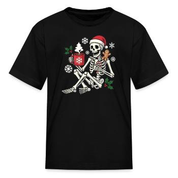 Squelette du Père Noël Chocolat chaud de Noël Drôle de Noël - T-shirt Enfant - noir - Devant
