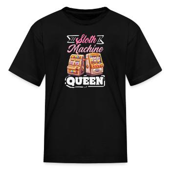 Slot Machine Queen Casino Gambling Jackpot Winner - Kid's T-Shirt - black - Front