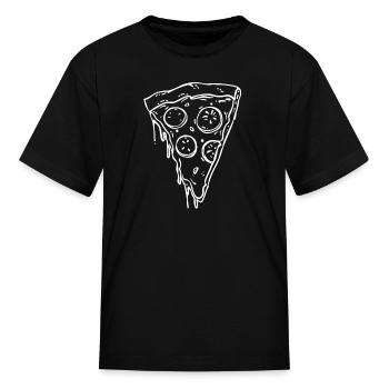 Pizza Slice Line Art - Kid's T-Shirt - black - Front