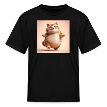 Plush Purr Cat Joy - Kid's T-Shirt - black - Front