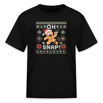Funny Gingerbread Man Oh Snap Christmas Ugly Xmas  - Kid's T-Shirt - black - Front